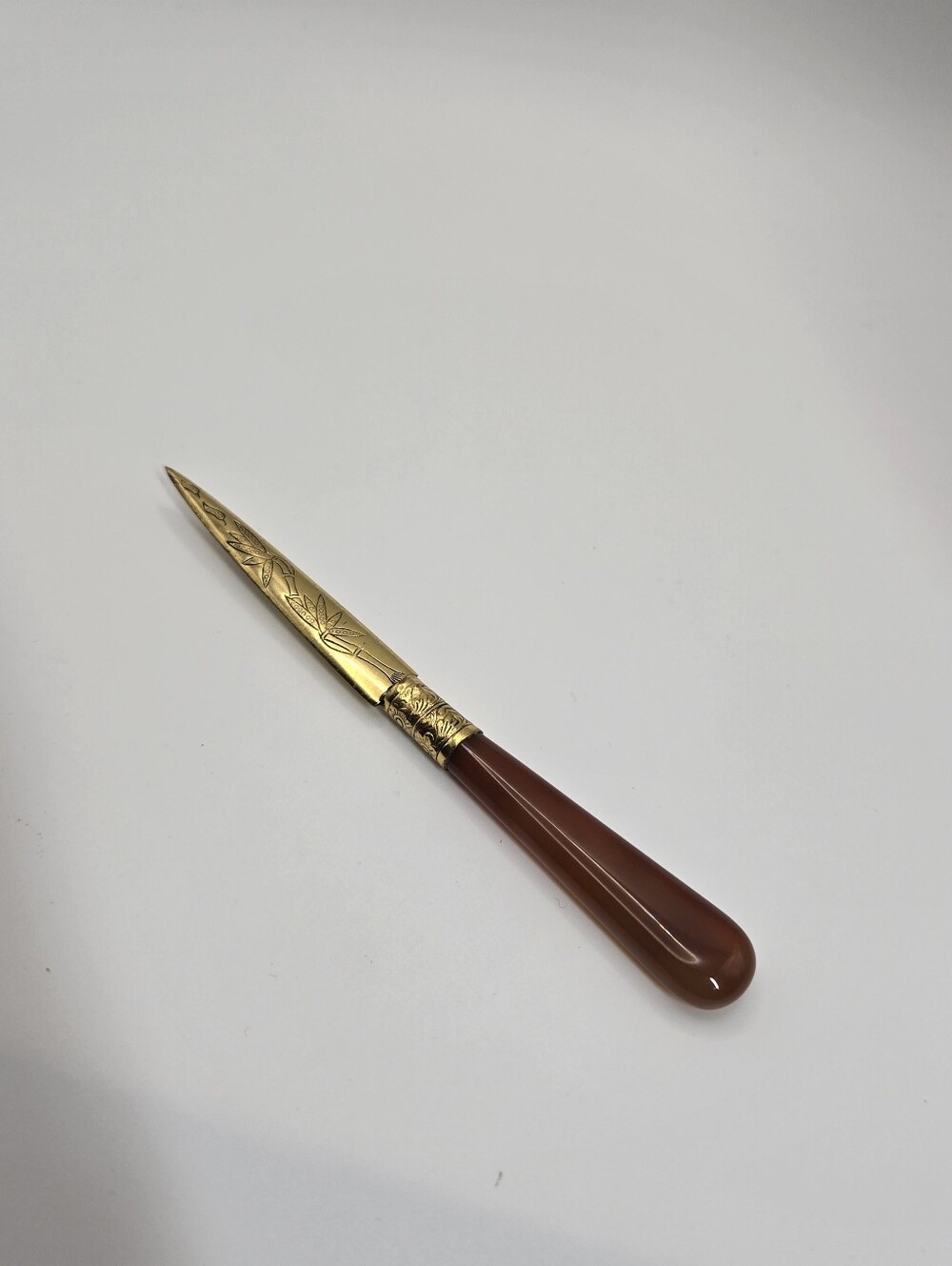 Vintage Brass Letter Openers Possibly Gumps Of San Francisco Aventurine & Agate - Picture 6 of 12
